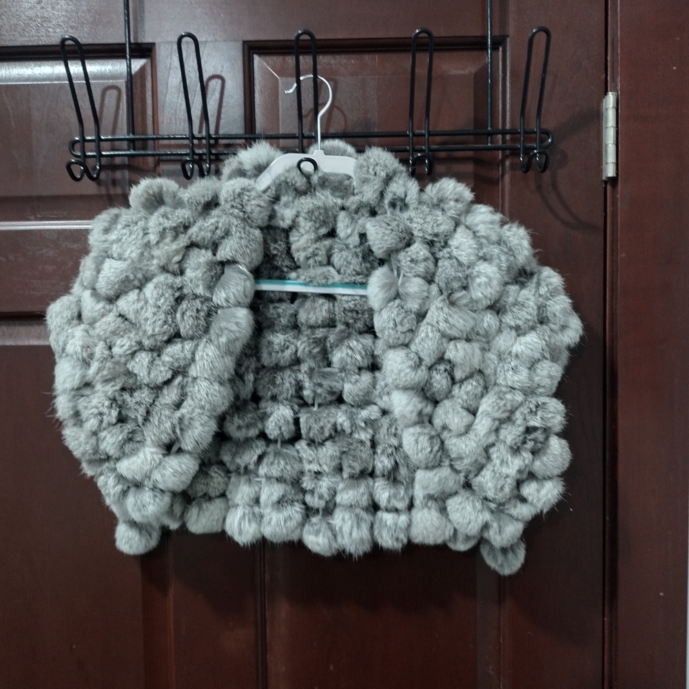 Gray Rabbit Fur Scarf Shawl Womens